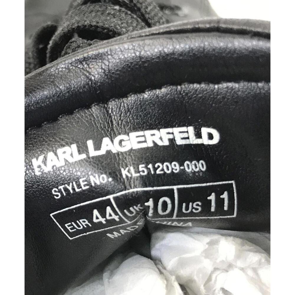 Karl Lagerfeld Iconic Sneakers Mens 11 Black Leather Low Top KL51209-000 - Picture 6 of 8